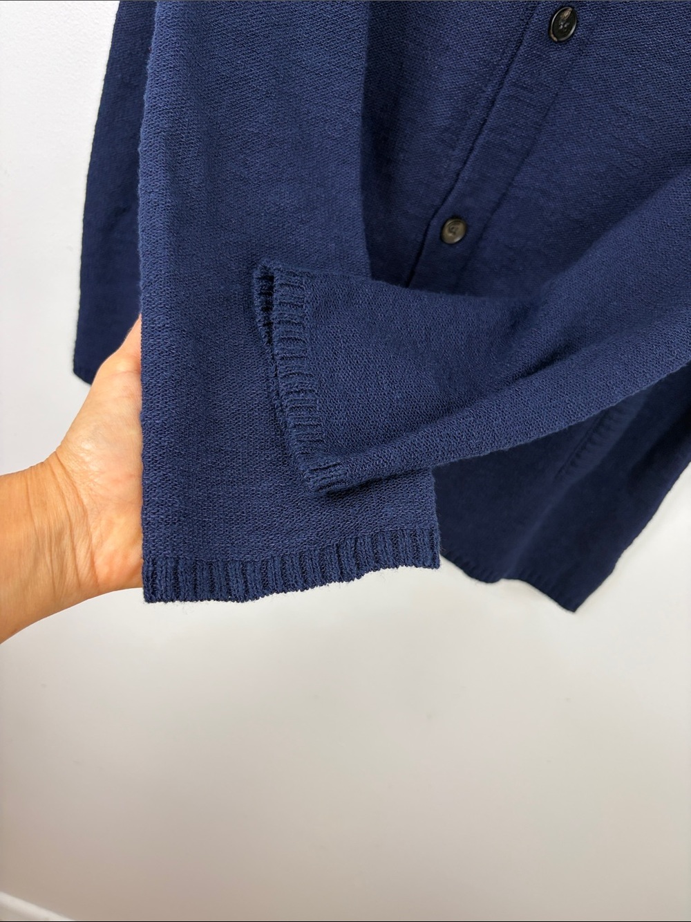 Maurizio Baldassari Sweater Mens 52 US Large Navy Blue Cotton Knit Cardigan Polo - Picture 10 of 14